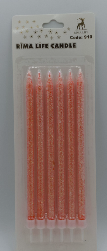 Turuncu Simli Doğum Günü Mumu 6 Lı Kod: 910